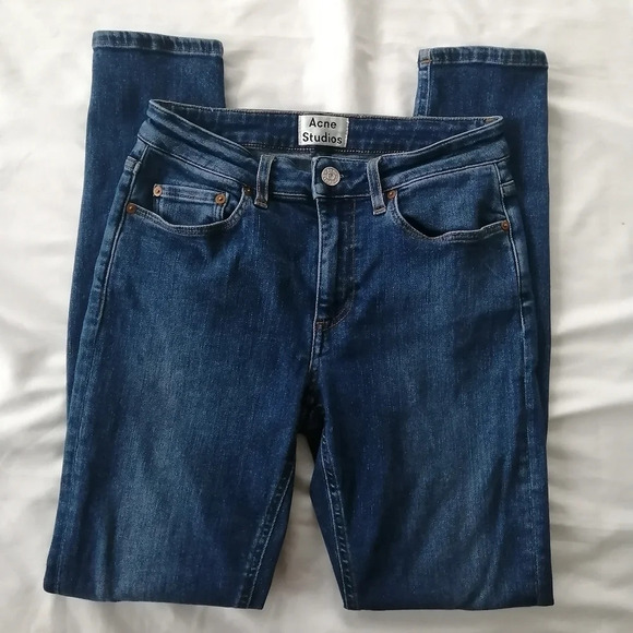 Acne Studios Skin 5 Skinny Jeans Dark Vintage Wash Blue Ankle Length 26 (2) - Picture 5 of 16